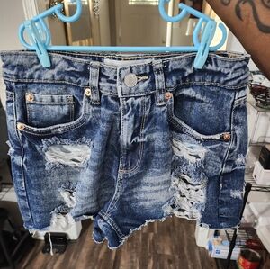 Distressed Blue Denim Shorts